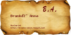 Brankó Anna névjegykártya